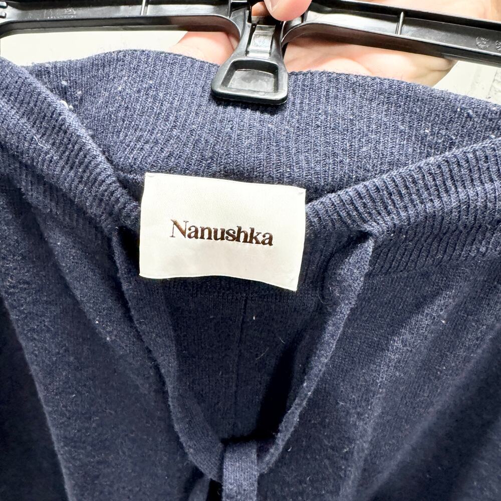 Nanushka Womens Navy Blue Tie Waisted Ylia Knitted Track Pant Size Small - Picture 4 of 4